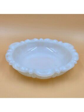 Anchor Hocking Thumbprint Milk Glass Ashtray or Trinket Dish W142